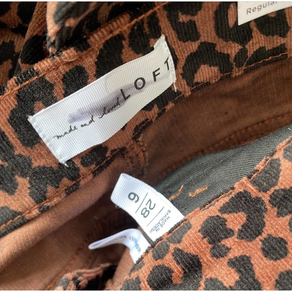 LOFT Skinny High Rise Skinny Leopard Print Velvet Corduroy Pants Size 6/28 NWT - Picture 5 of 5
